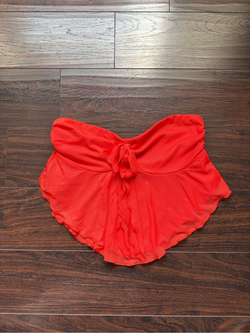 Red Strapless Crop Top with Front Tie